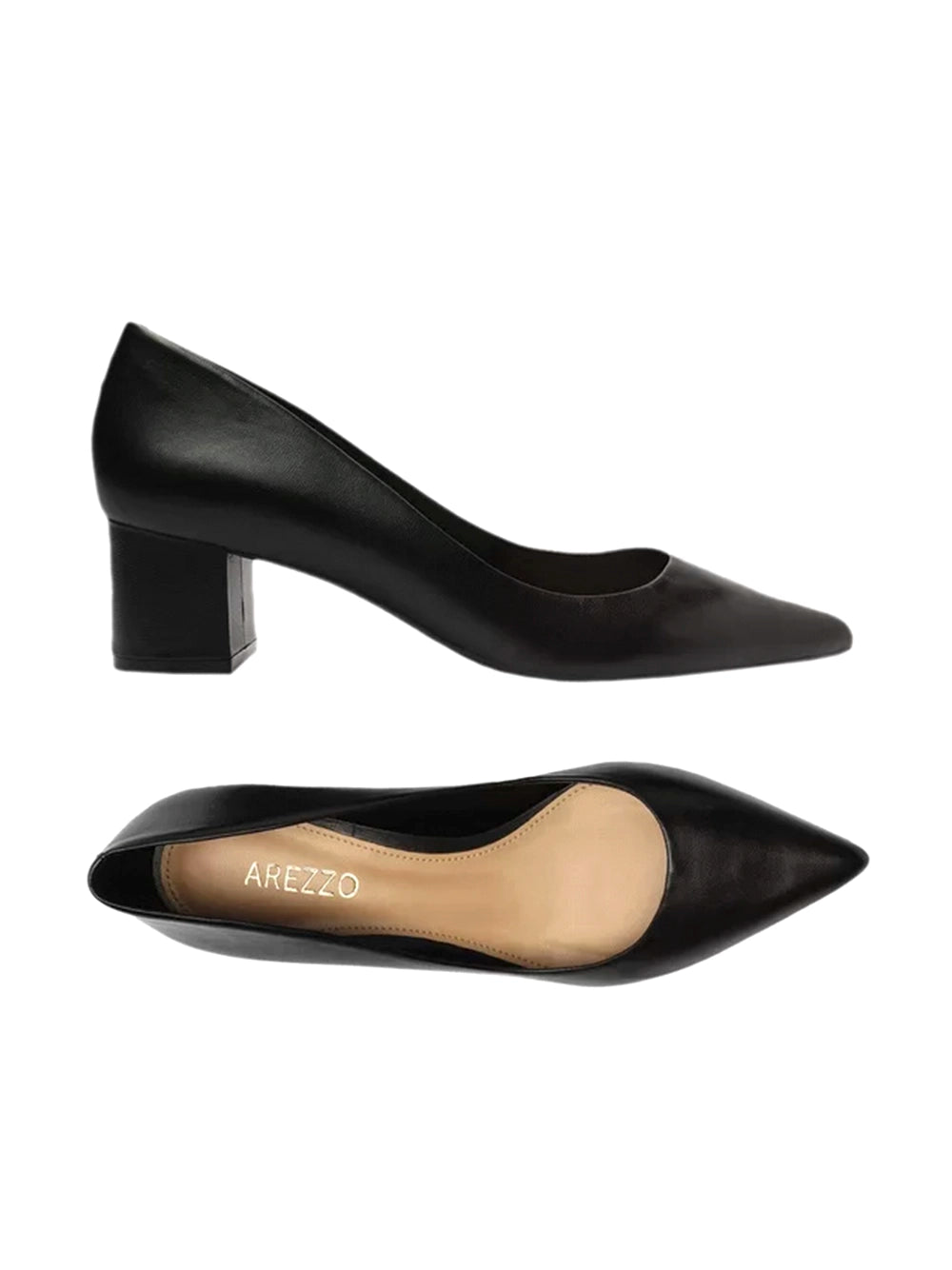 Arezzo Black Leather Court Shoes with Pointed Toe