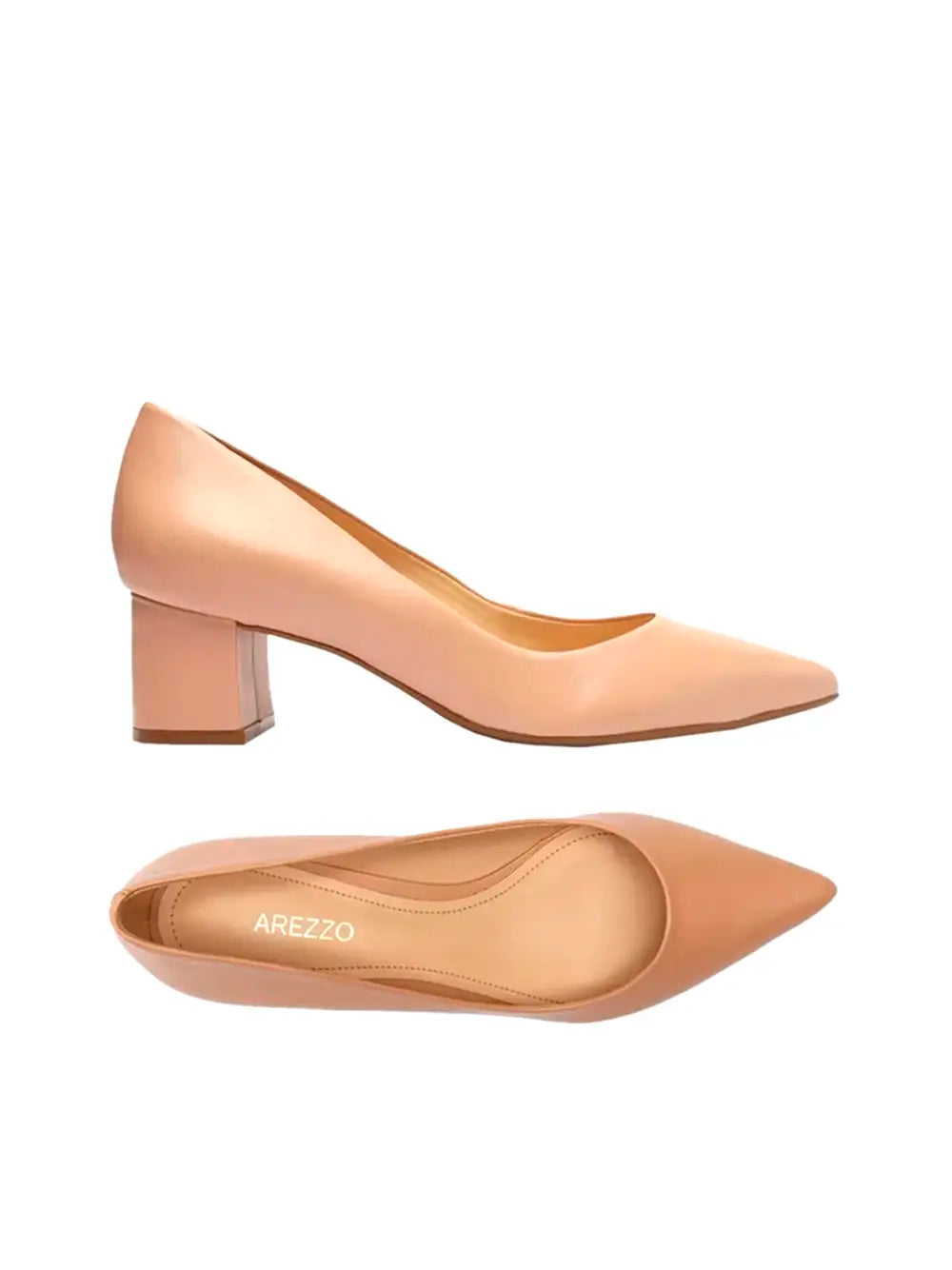 Arezzo Beige Leather Court Shoes with Thin Toe