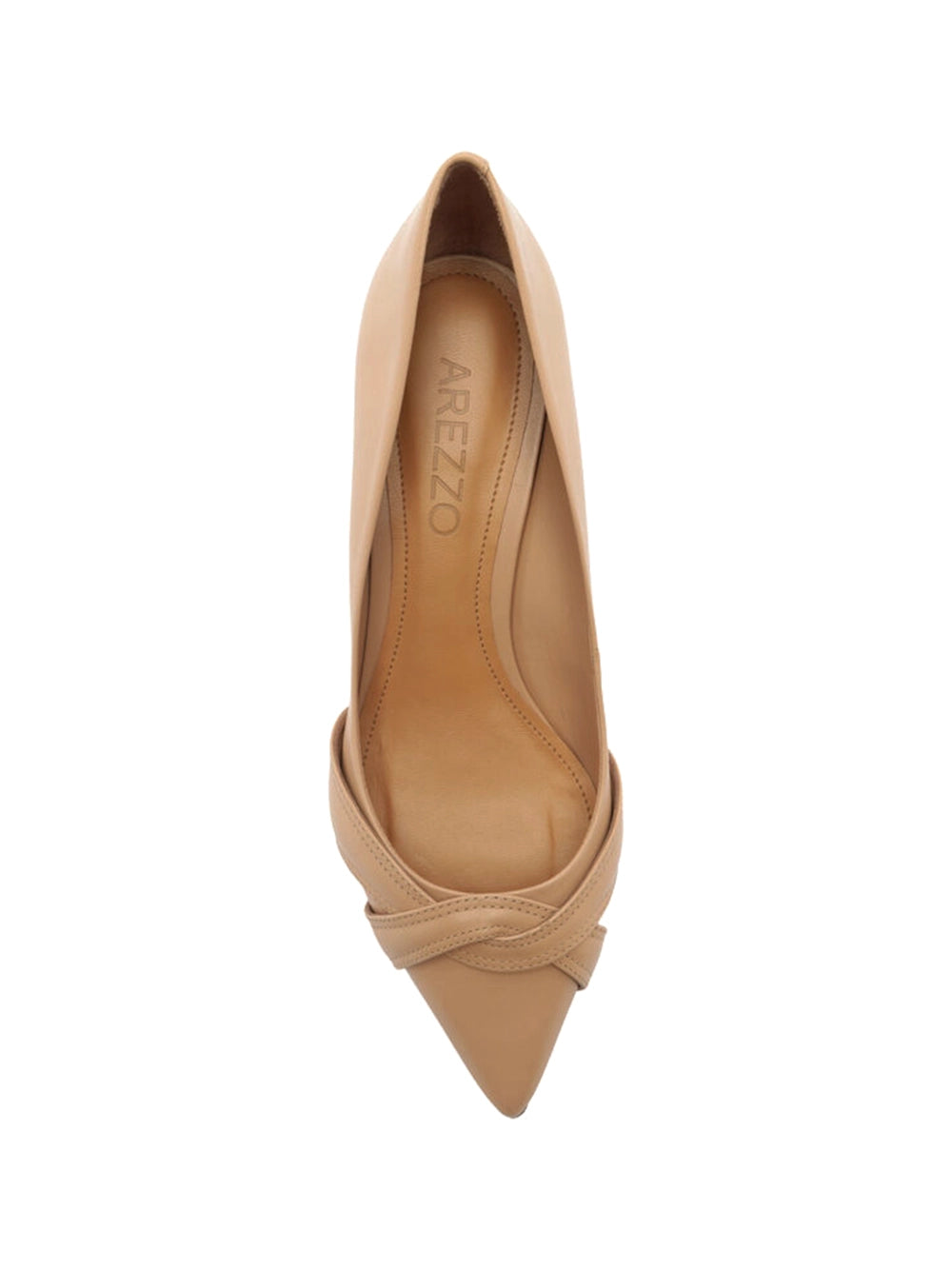Scarpin Arezzo em Pele Beige e Salto Bloco