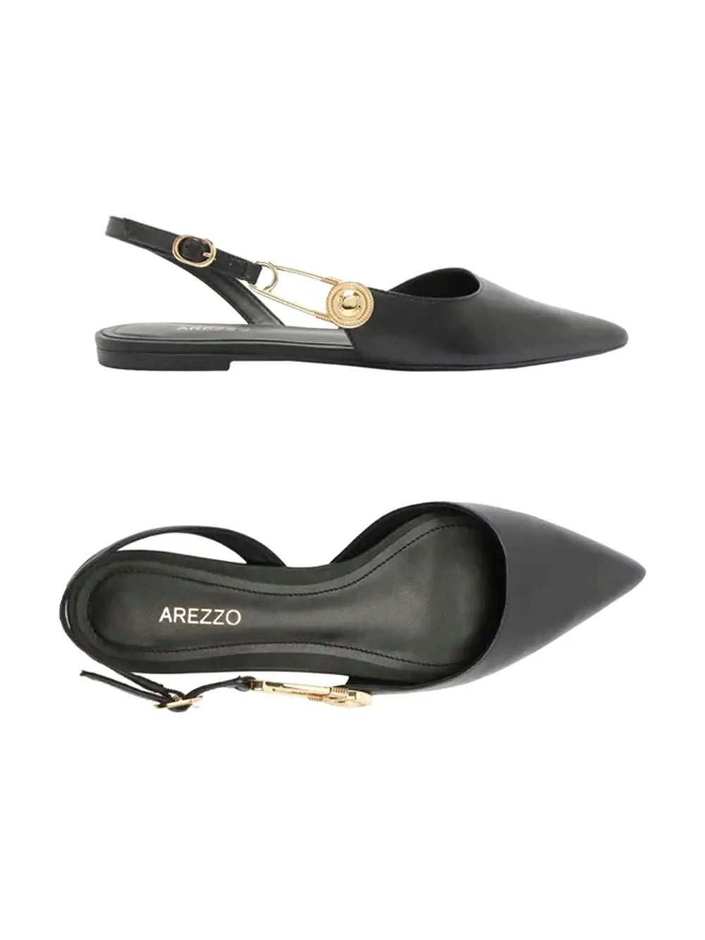 Mules Arezzo nere in pelle con punta affusolata