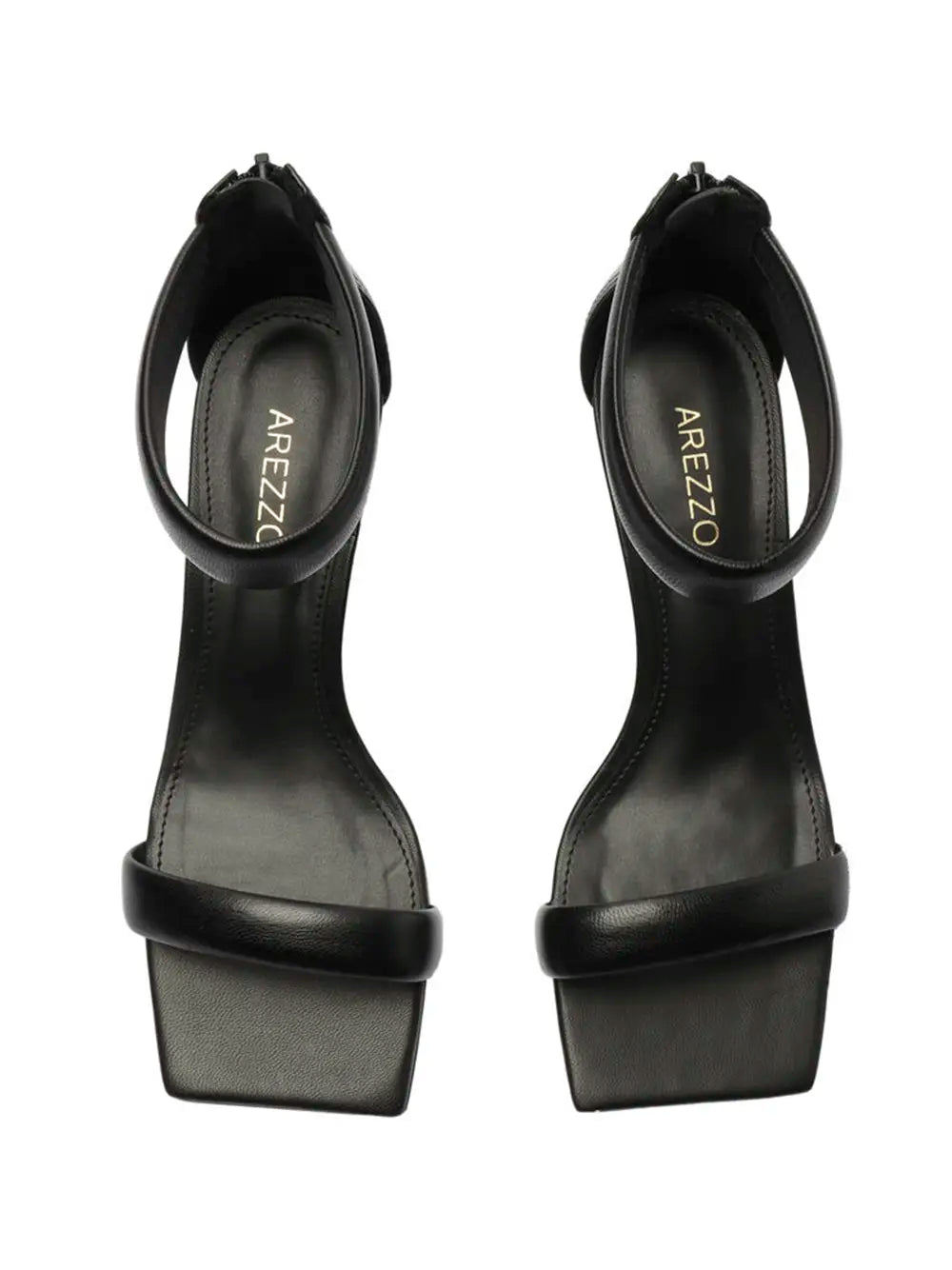Arezzo Black Leather Puffer Strap Sandal