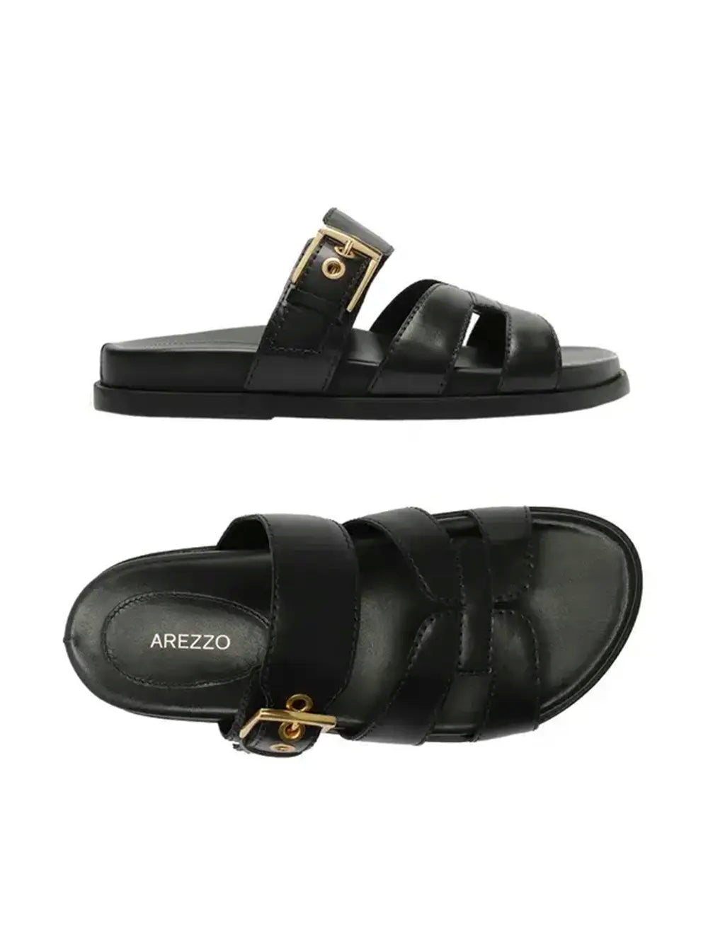 Sandalo Arezzo Nero in Pelle e Cinturini