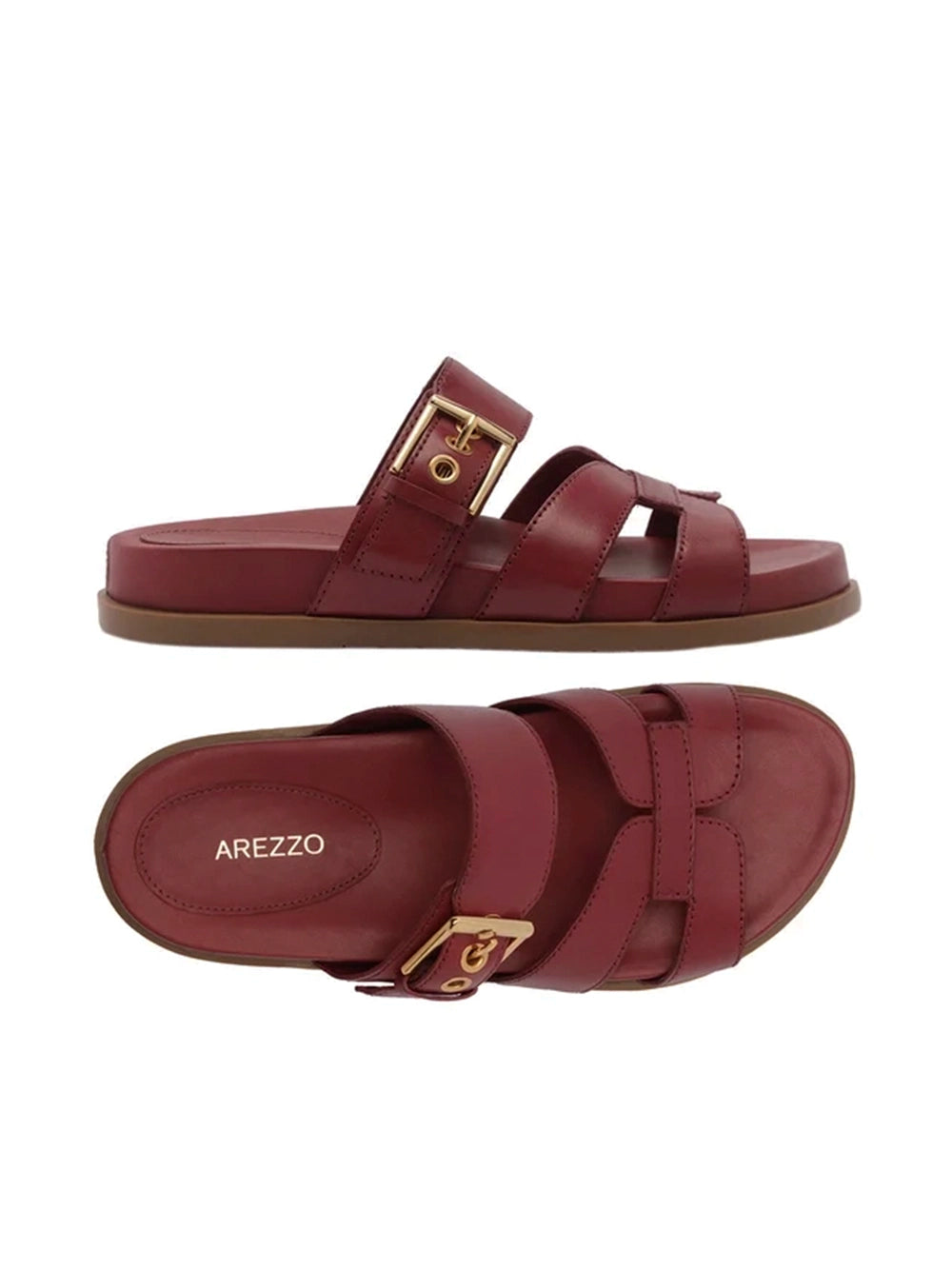 Sandalo in pelle rossa con cinturino intagliato