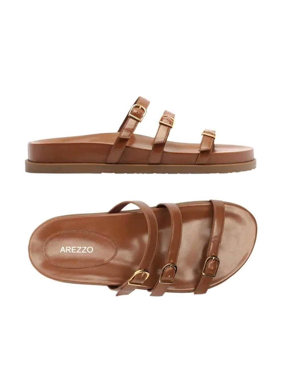 Sandalo in Pelle Marrone e Fascette