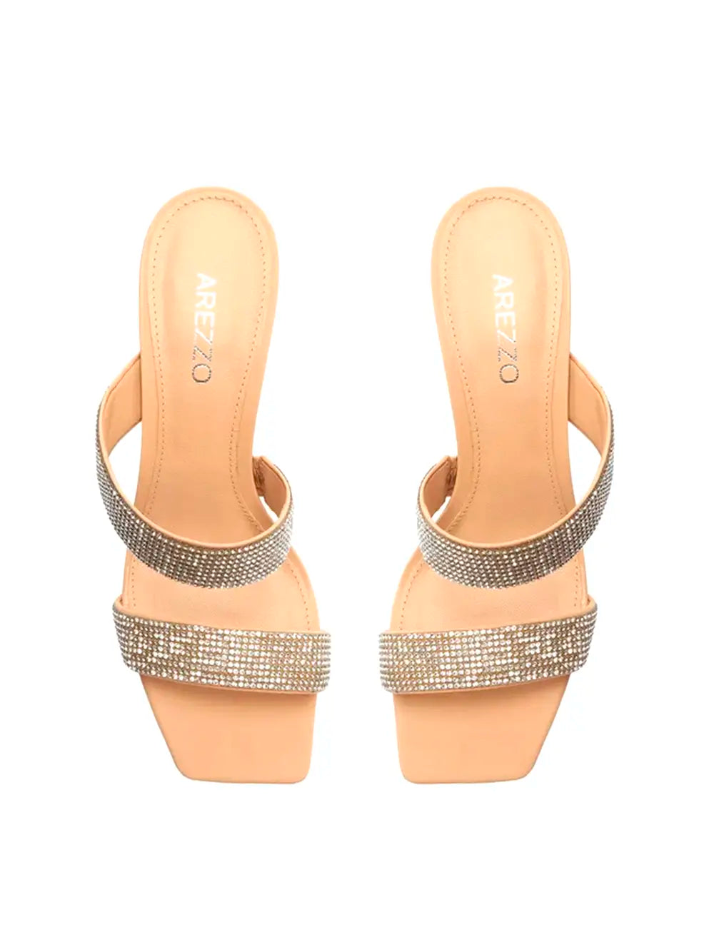 Arezzo Beige Leather Sandals with Crystal Detail
