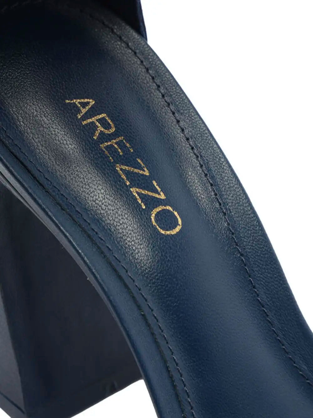 Sandalo Arezzo in Pelle Blu Scuro e Fasce all'Uncinetto
