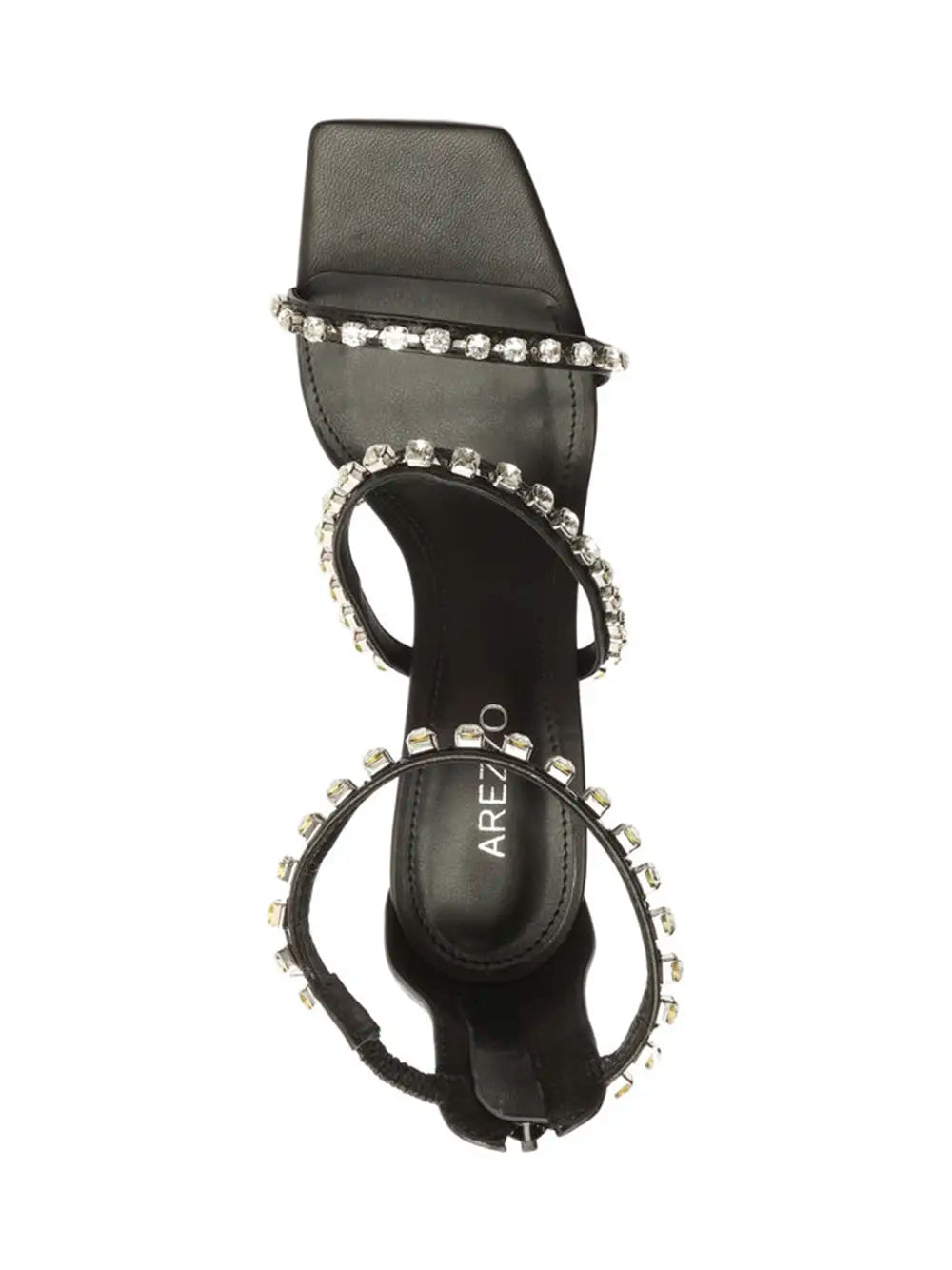 Arezzo Black Leather Sandals with Silver Detail