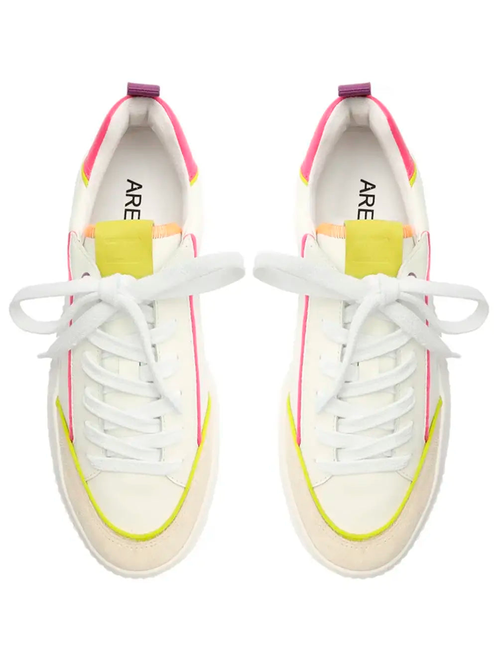 Arezzo White Leather Sneakers with Pink Detail