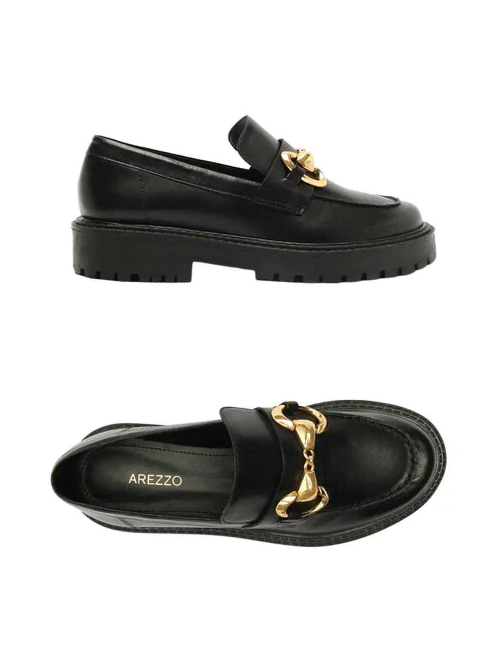 Mocassino Nero Arezzo in Pelle e Suola Carrarmato