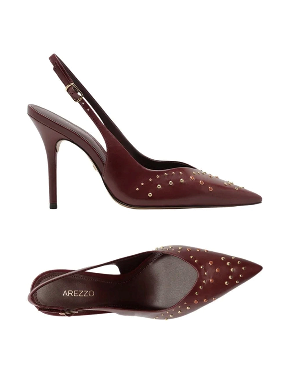 Décolleté Arezzo in pelle rossa con borchie