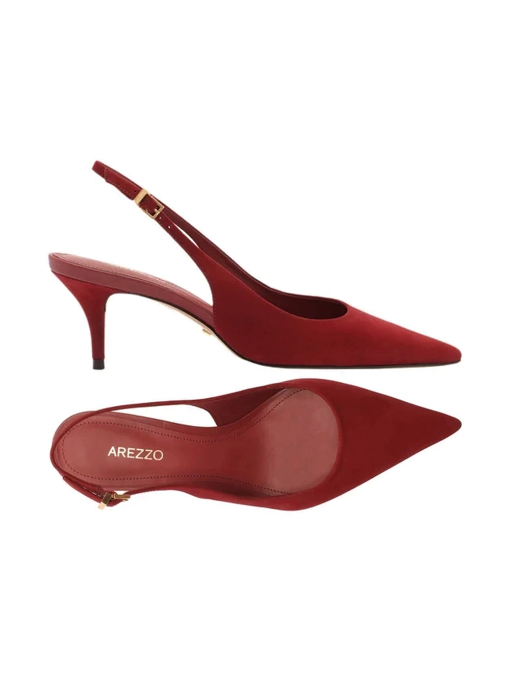Arezzo Red Suede Court Shoes