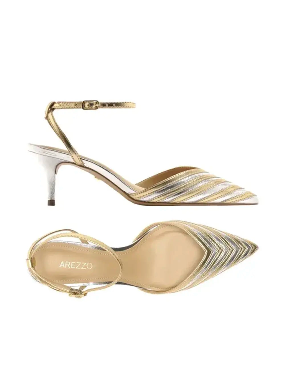 Décolleté Arezzo in pelle metallizzata con cinturino