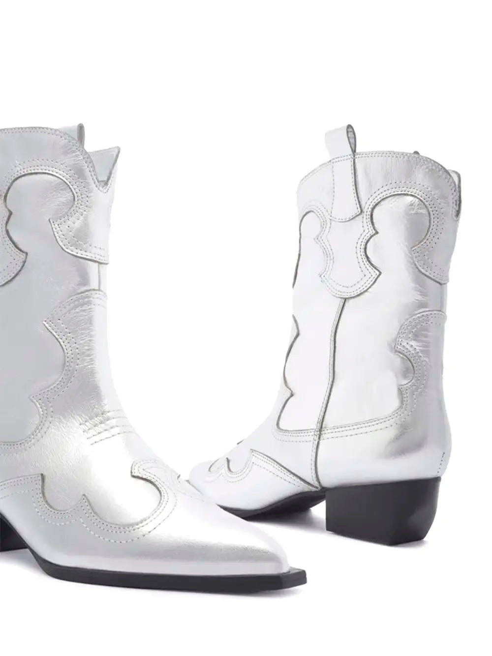 Stivale Texano Arezzo in Pelle Argento