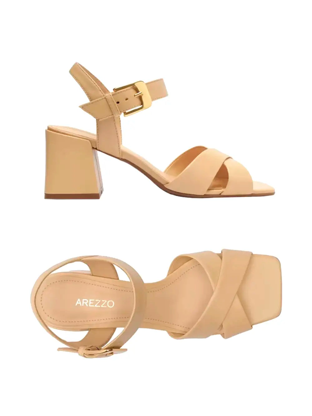 Sandali Arezzo in pelle beige con fascette incrociate