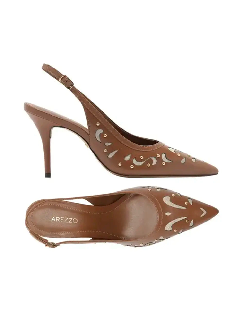 Décolleté Arezzo in pelle marrone con intagli
