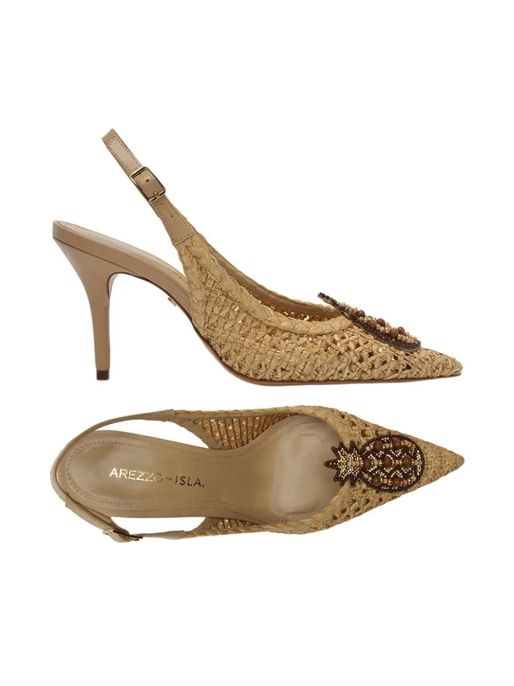Décolleté in paglia intrecciata Slingback