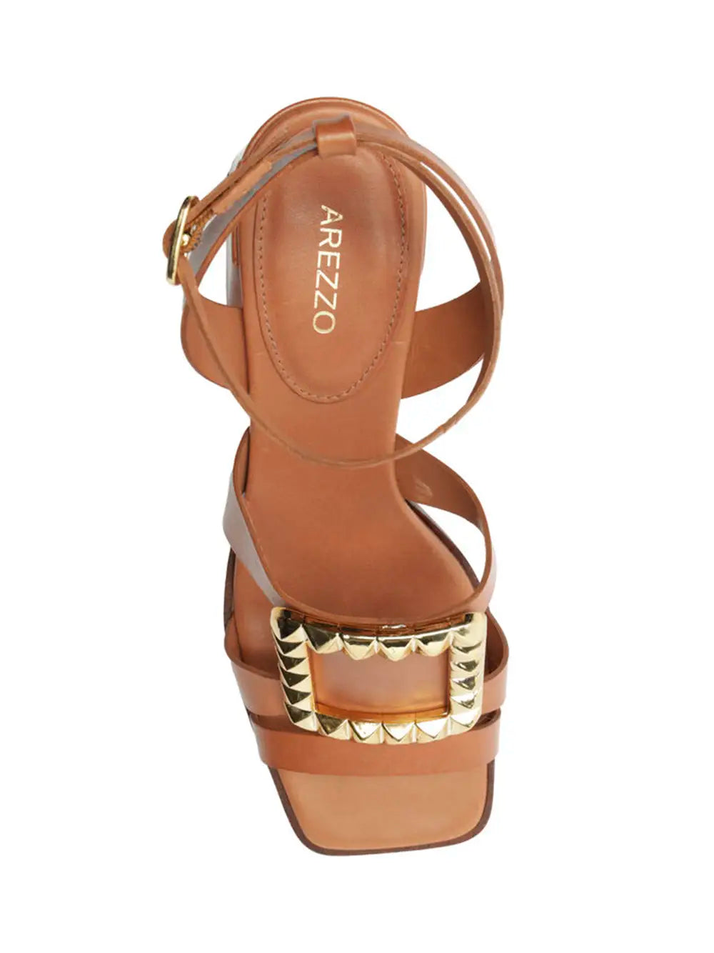 Arezzo Brown Leather Sandals with Gold Detail