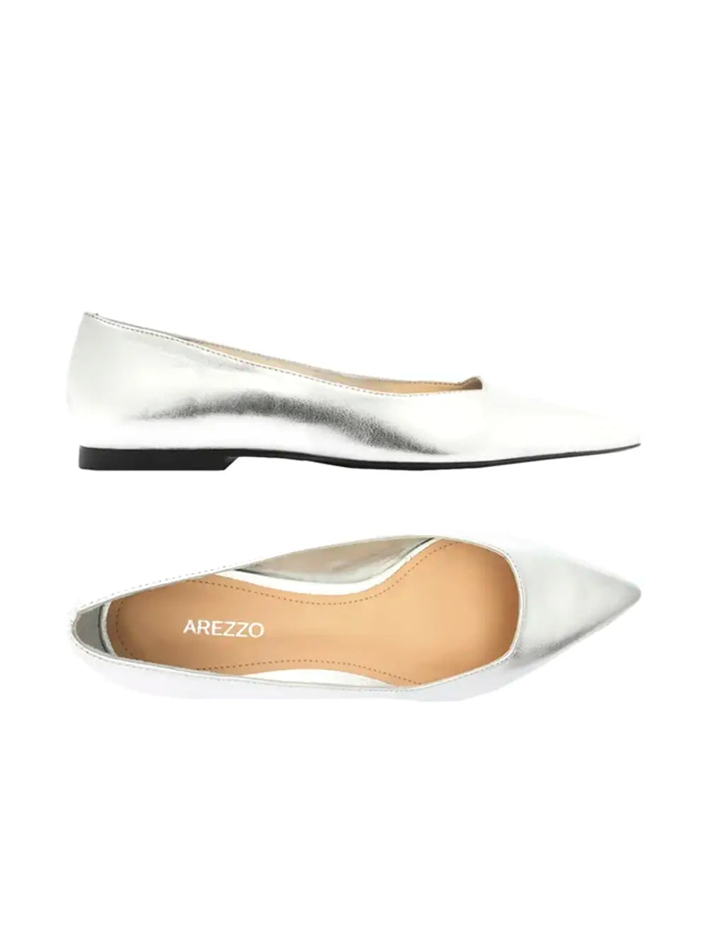 Sabrina Arezzo in pelle argento con punta sottile