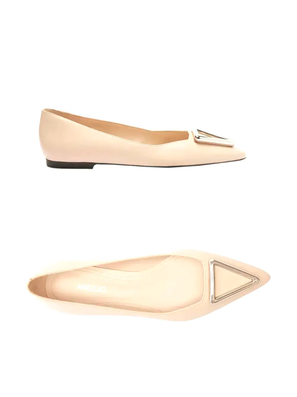Sabrina Arezzo in Beige Leather and Metal on the Toe