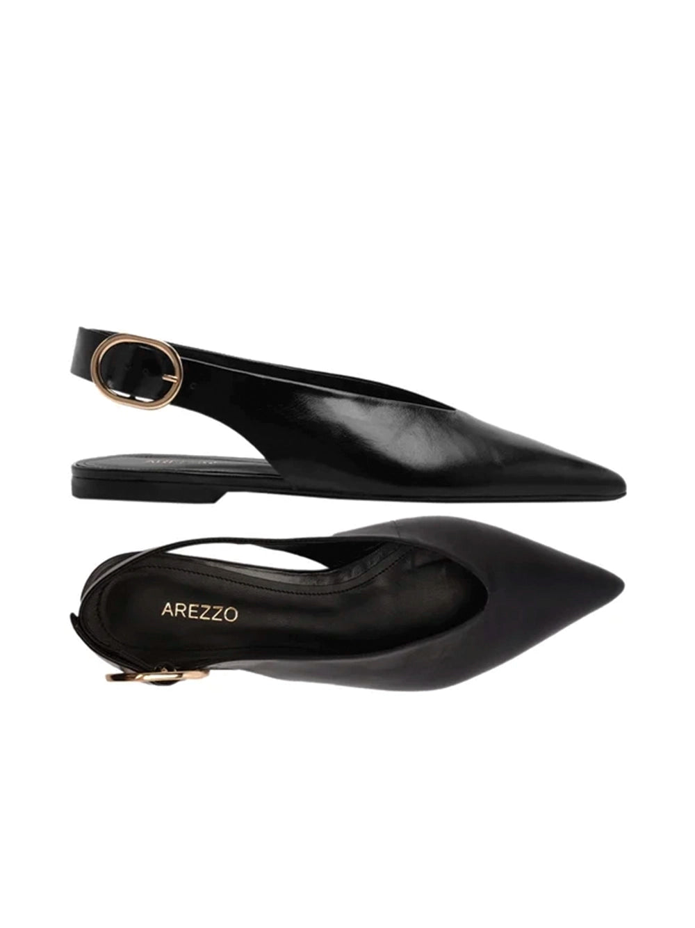 Black Leather Mule with Pointed Toe