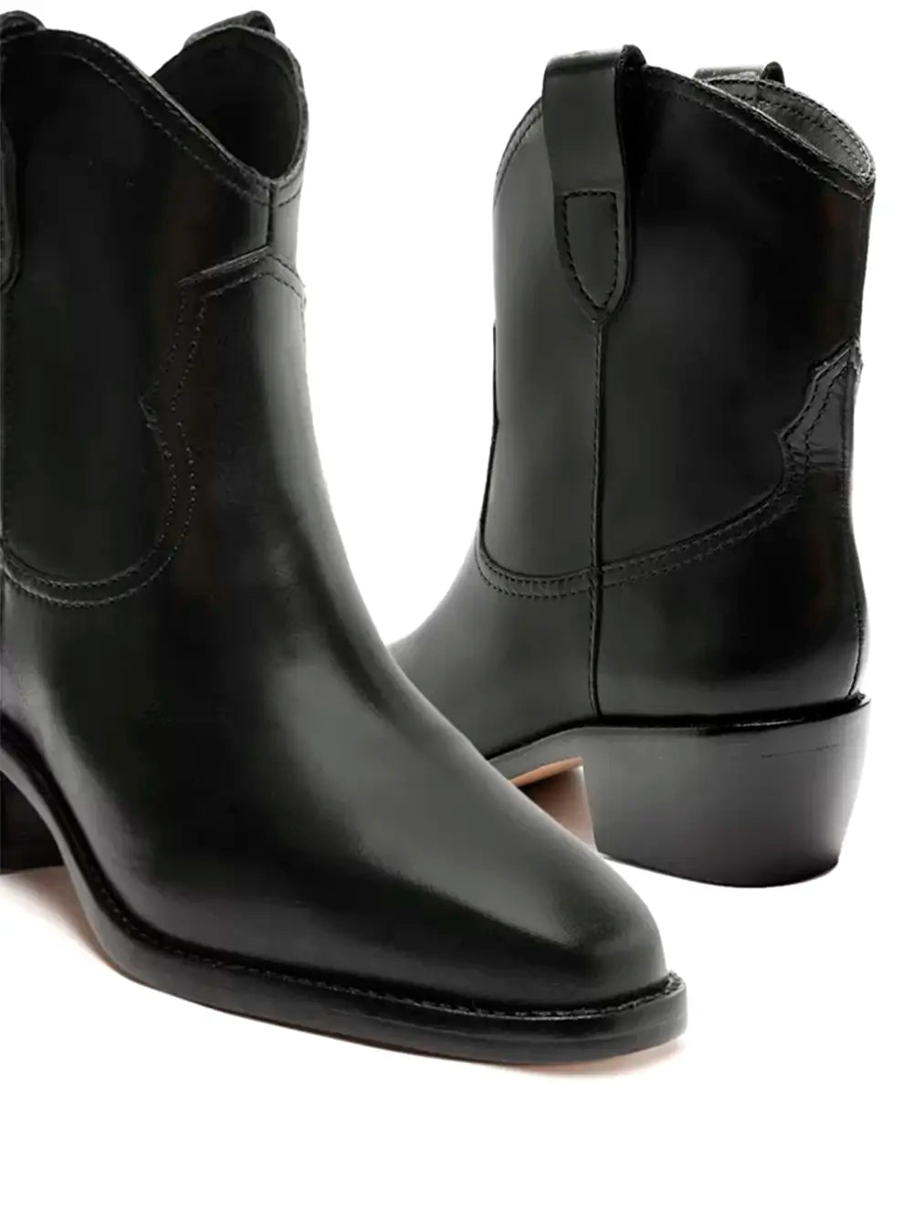 Arezzo Black Leather Cowboy Boots