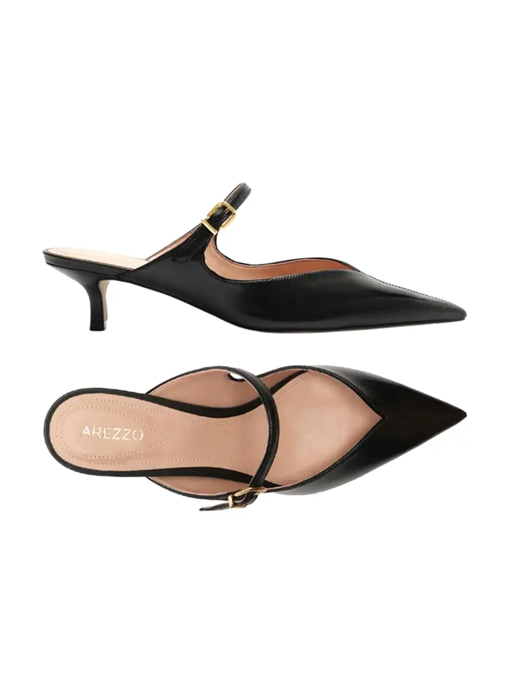 Mules Arezzo nere in pelle con punta sottile