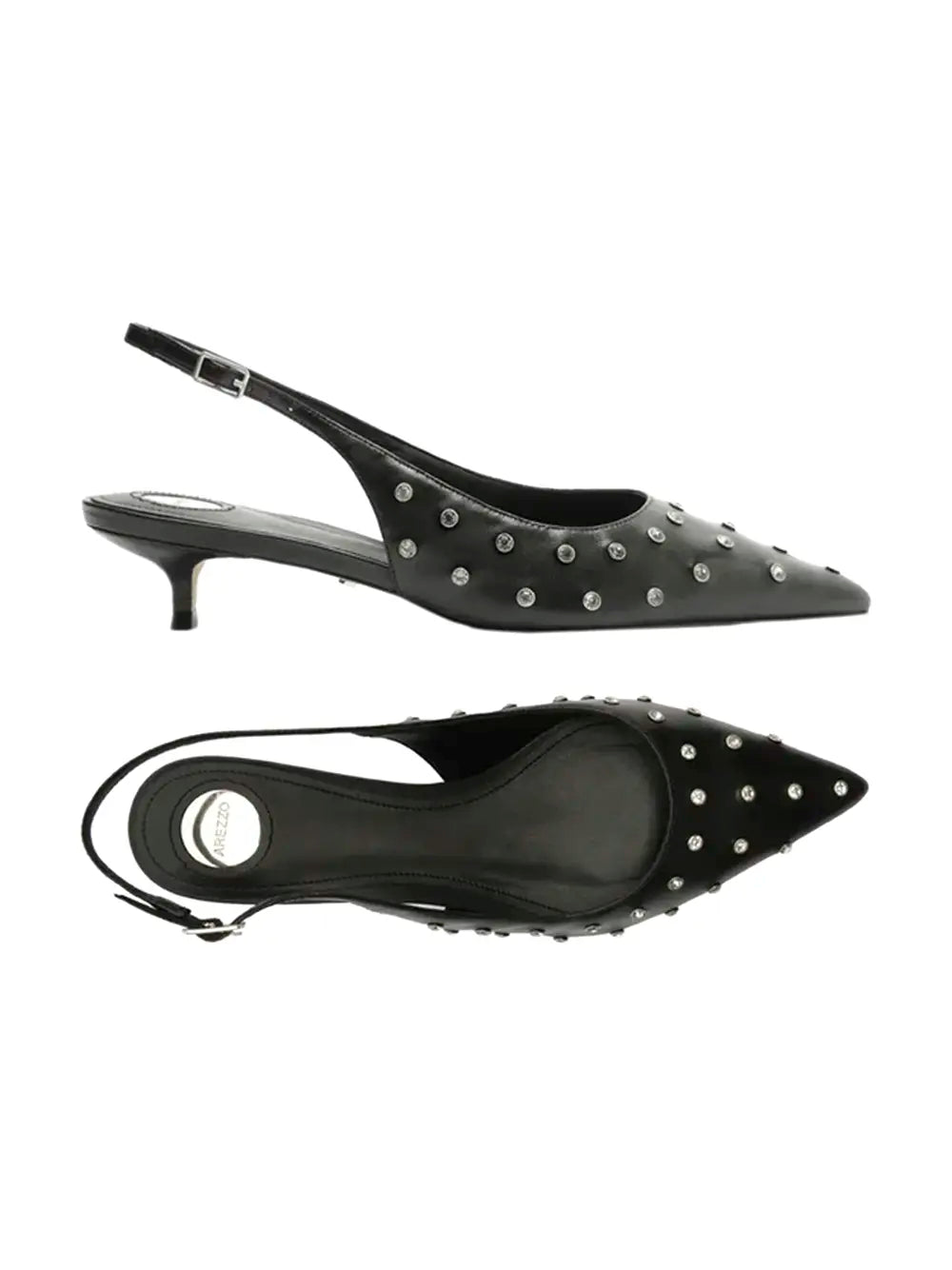 Arezzo Black Leather Stiletto Heel with Studs