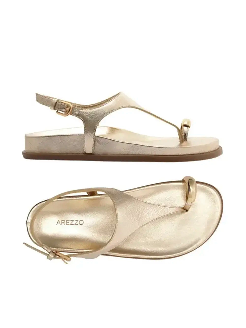 Sandalo Arezzo in Pelle Dorata e Metallo