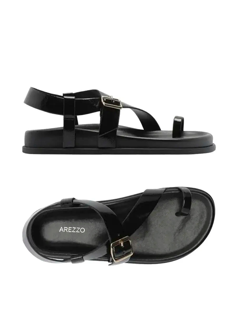 Sandalo Arezzo Nero in Pelle con Fibbia