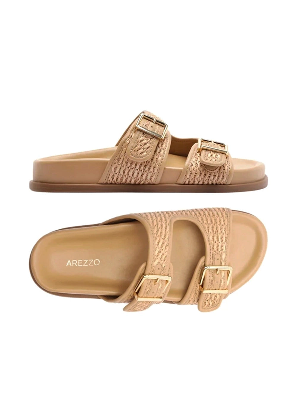 Sandalo in camoscio beige e fibbie