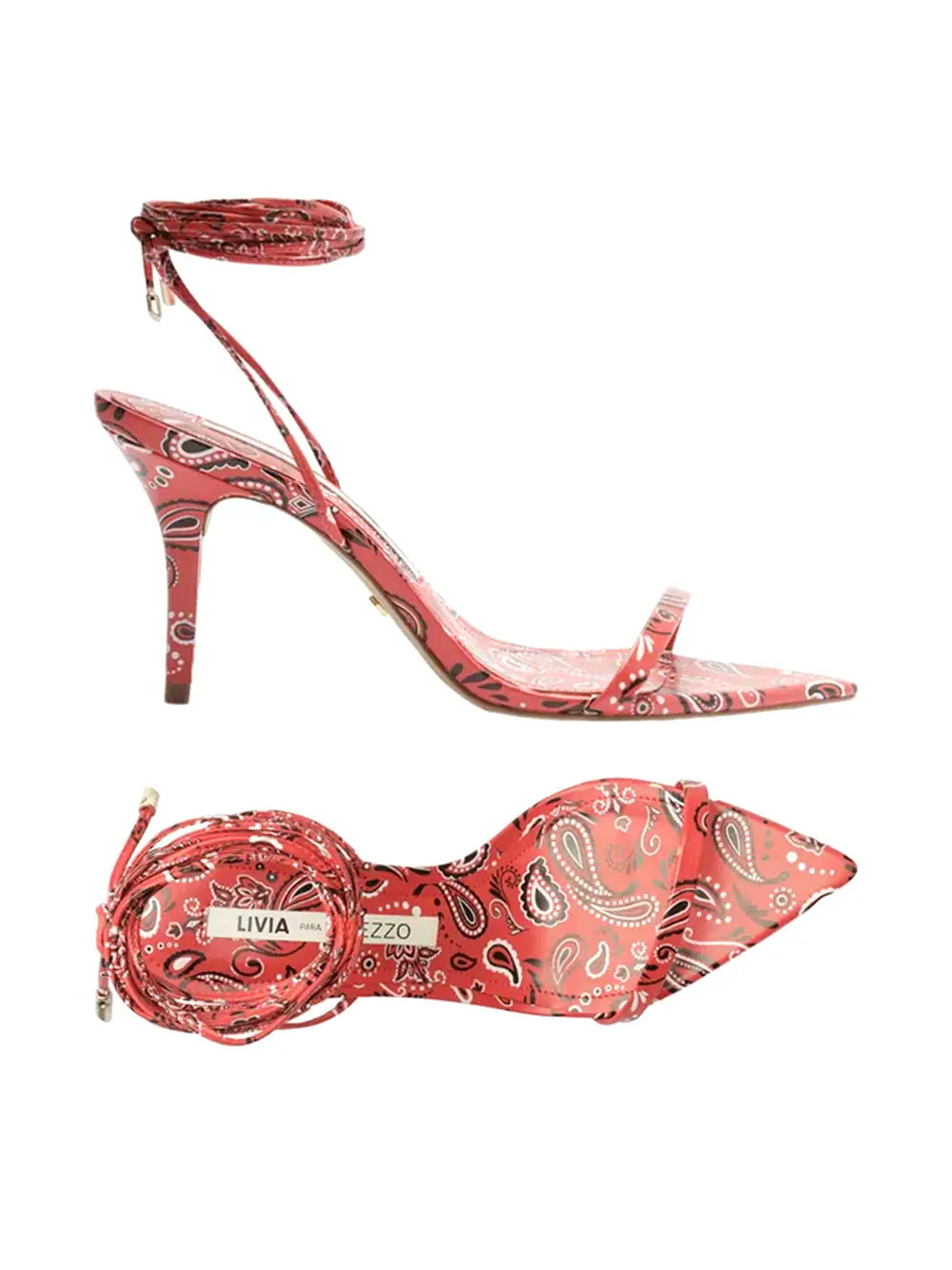 Sandalo Arezzo con Stampa Paisley Rossa e Cinturini