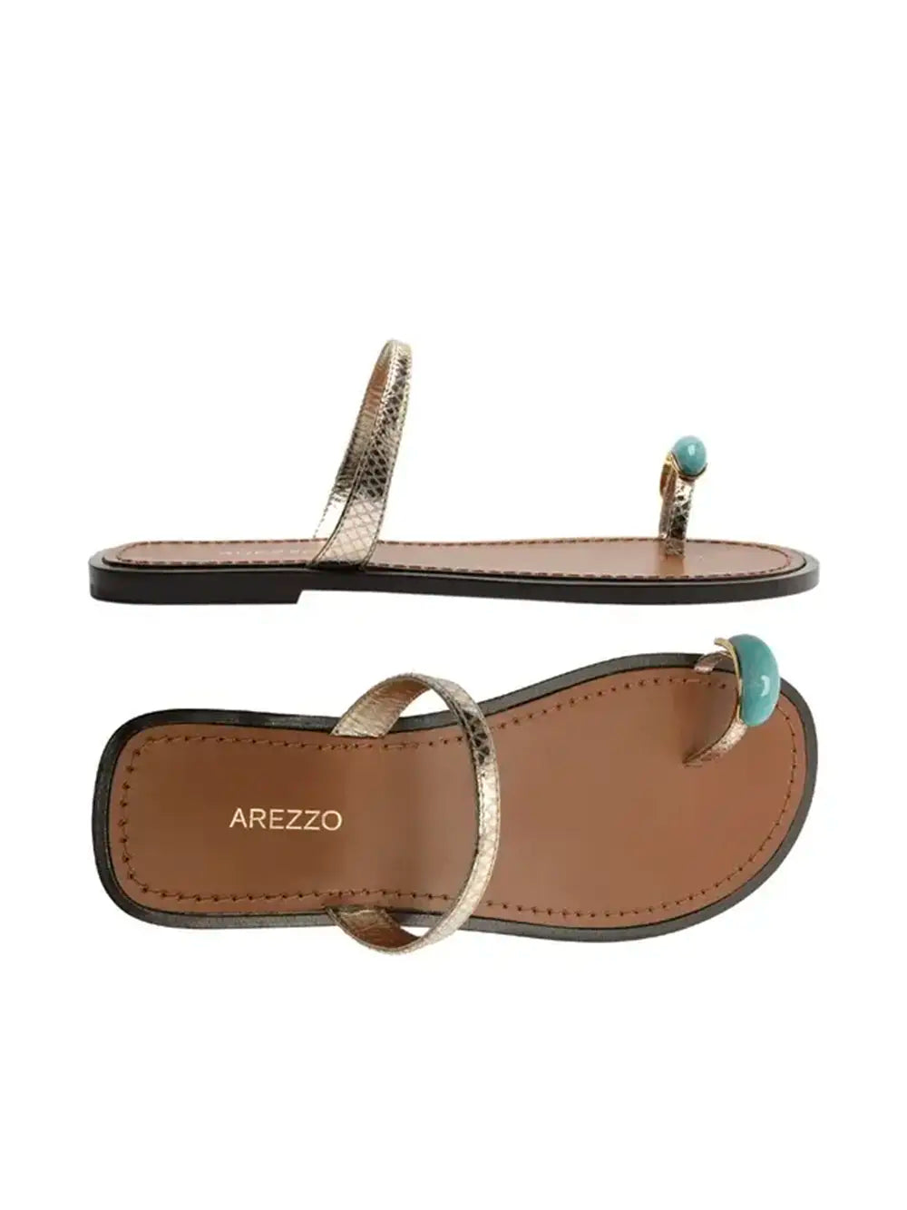 Sandali Arezzo in Pelle Dorata con Pietra