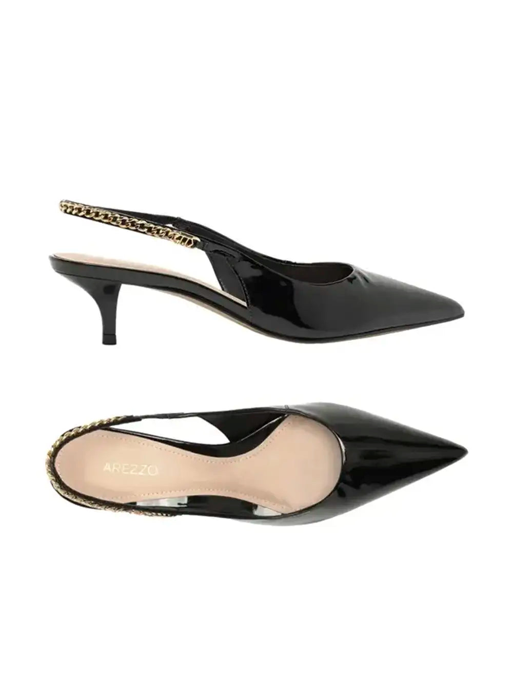 Décolleté Arezzo Nero in Pelle e Catena