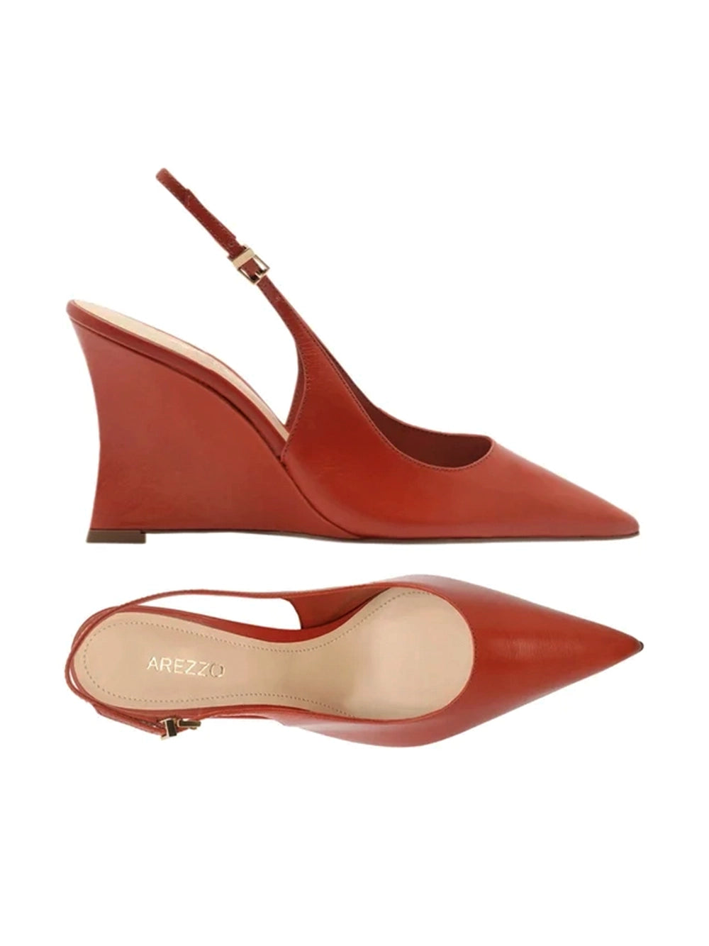 Décolleté in pelle marrone con zeppa