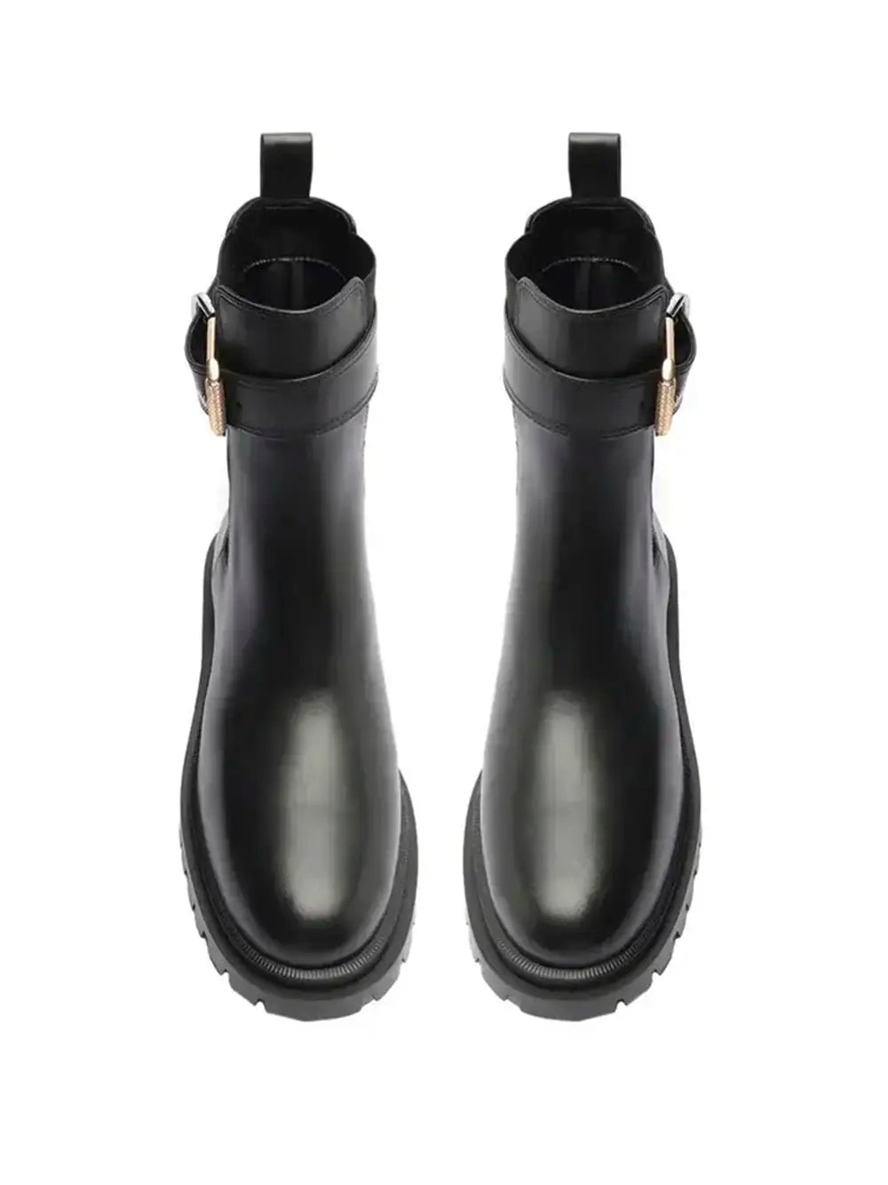 Bota Preta em Pele e Fivela