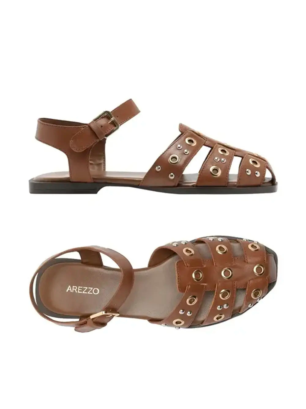 Sandali Arezzo in pelle marrone e fascette
