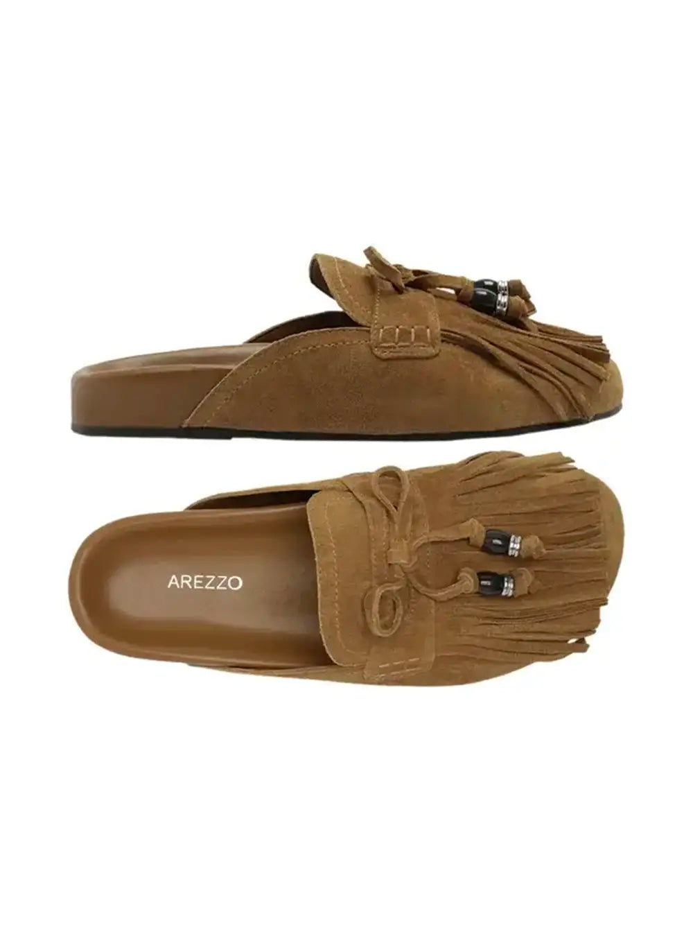 Brown Suede Fringed Mule
