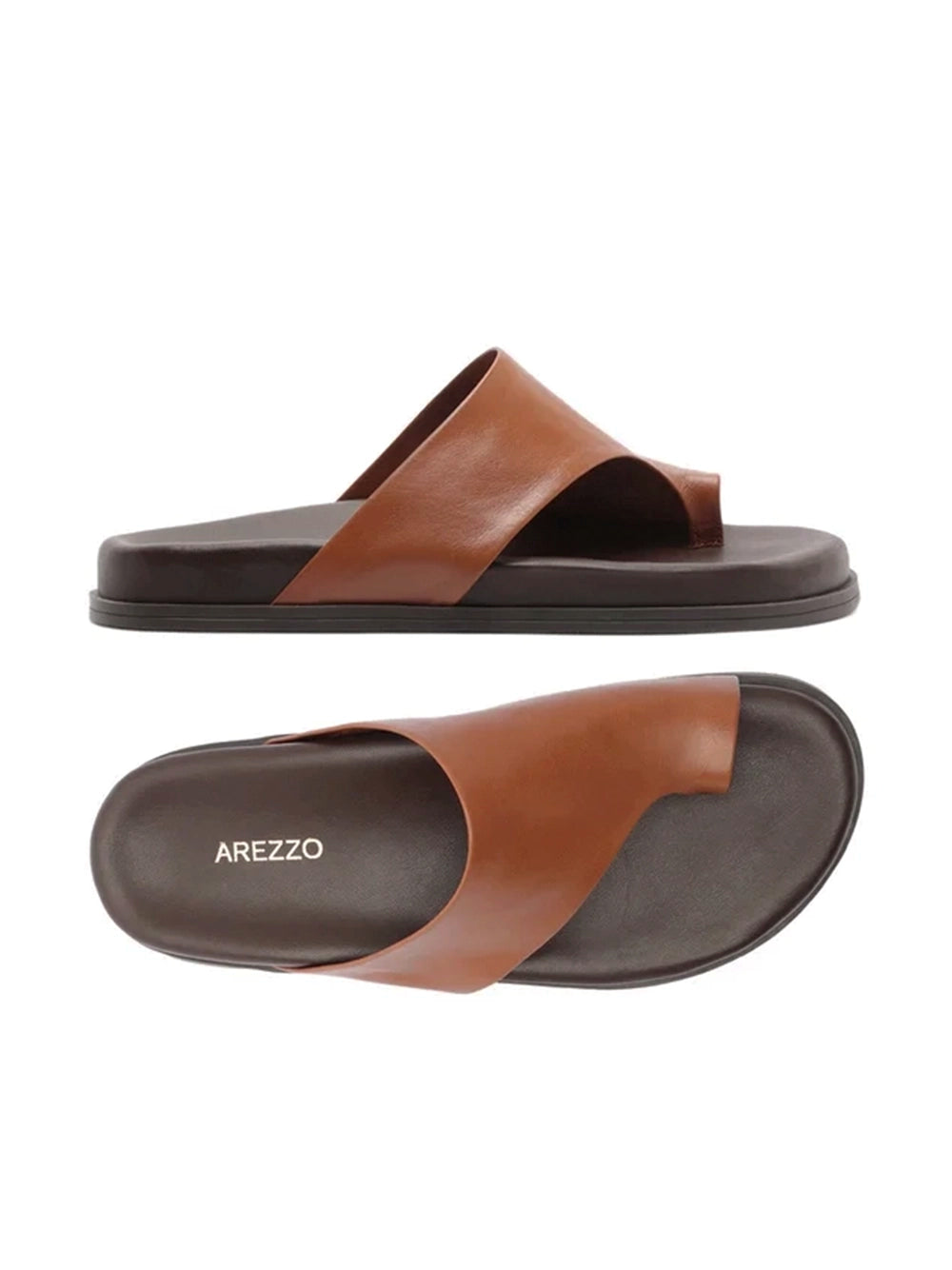 Sandalo in Pelle Marrone e Fascia Larga