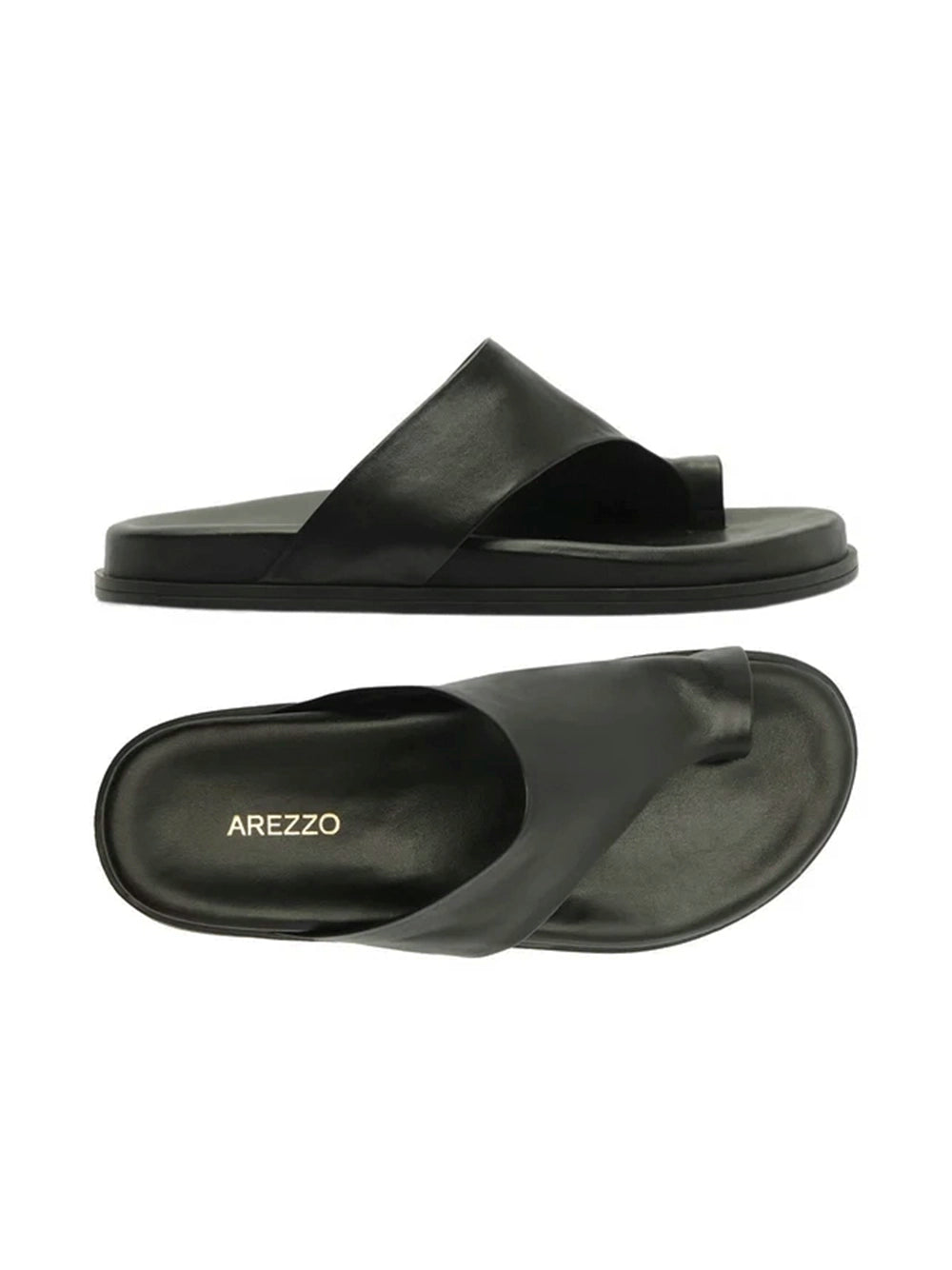 Sandali neri in pelle e fascia larga