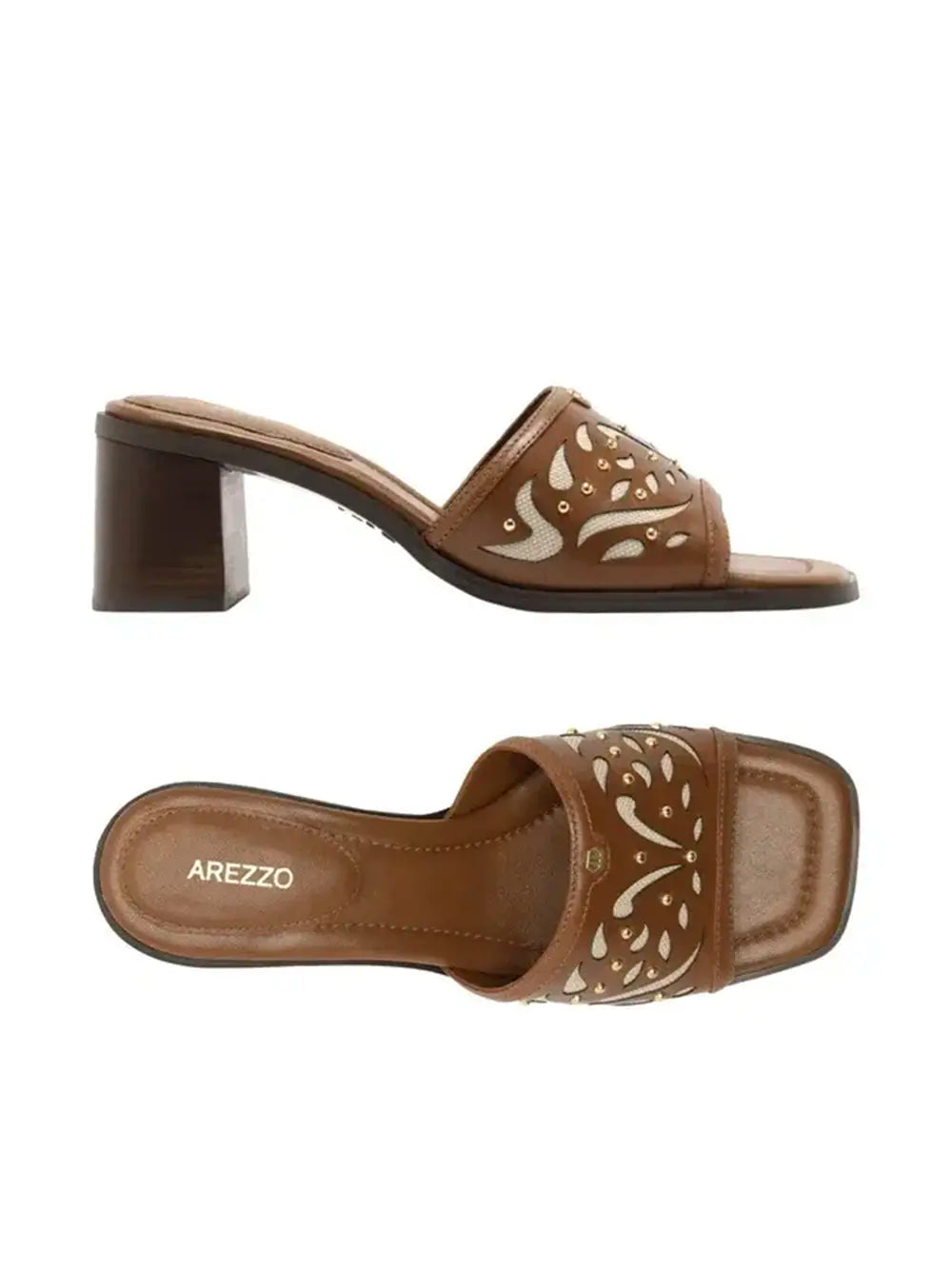 Sandalo Arezzo in Pelle Marrone con Intagli