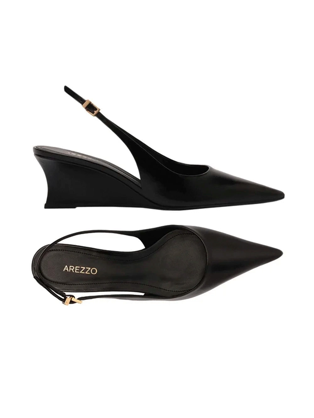 Décolleté Nero in Pelle con Zeppa Bassa
