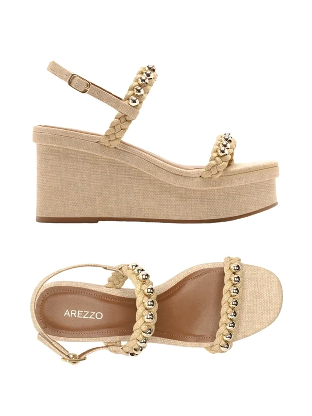 Sandália Plataforma em Ráfia Beige