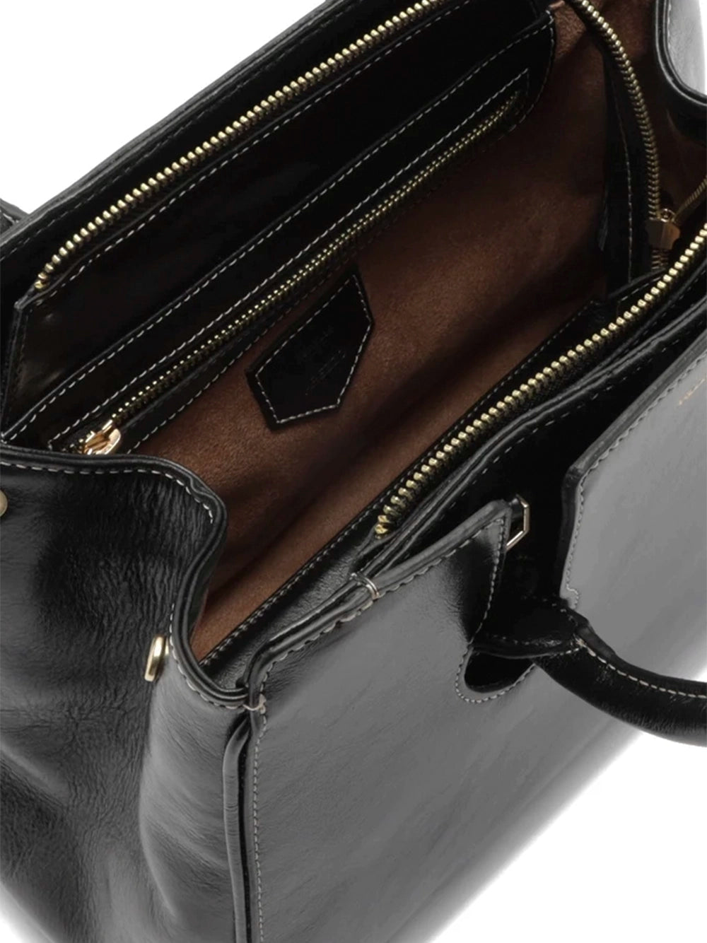Borsa Tote Midi Nera in Pelle
