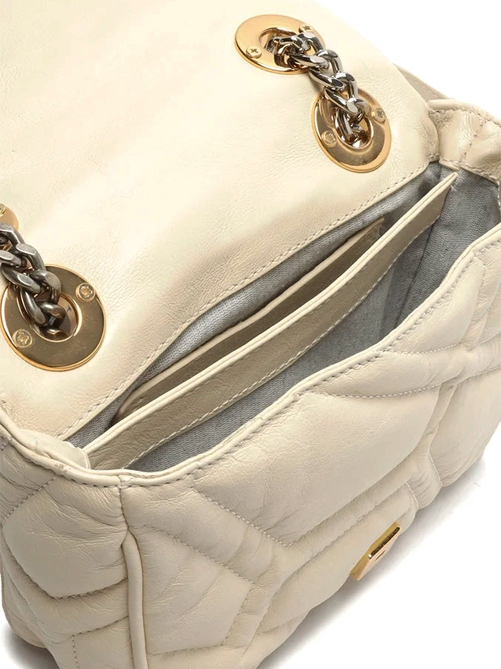White Leather Midi Shoulder Bag