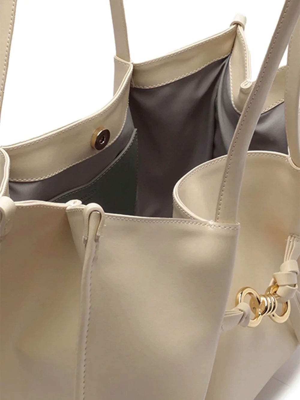 White Leather Maxi Shopper Bag