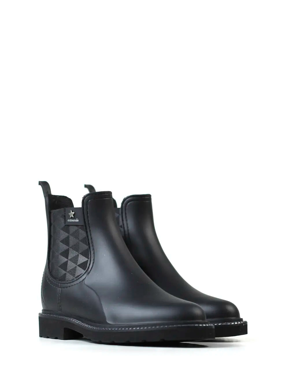 Stivale antipioggia in PVC nero ed elastico con stampa